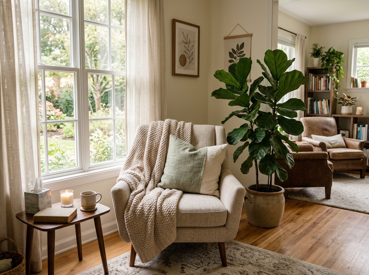 A calm, safe and supportive therapy room setting